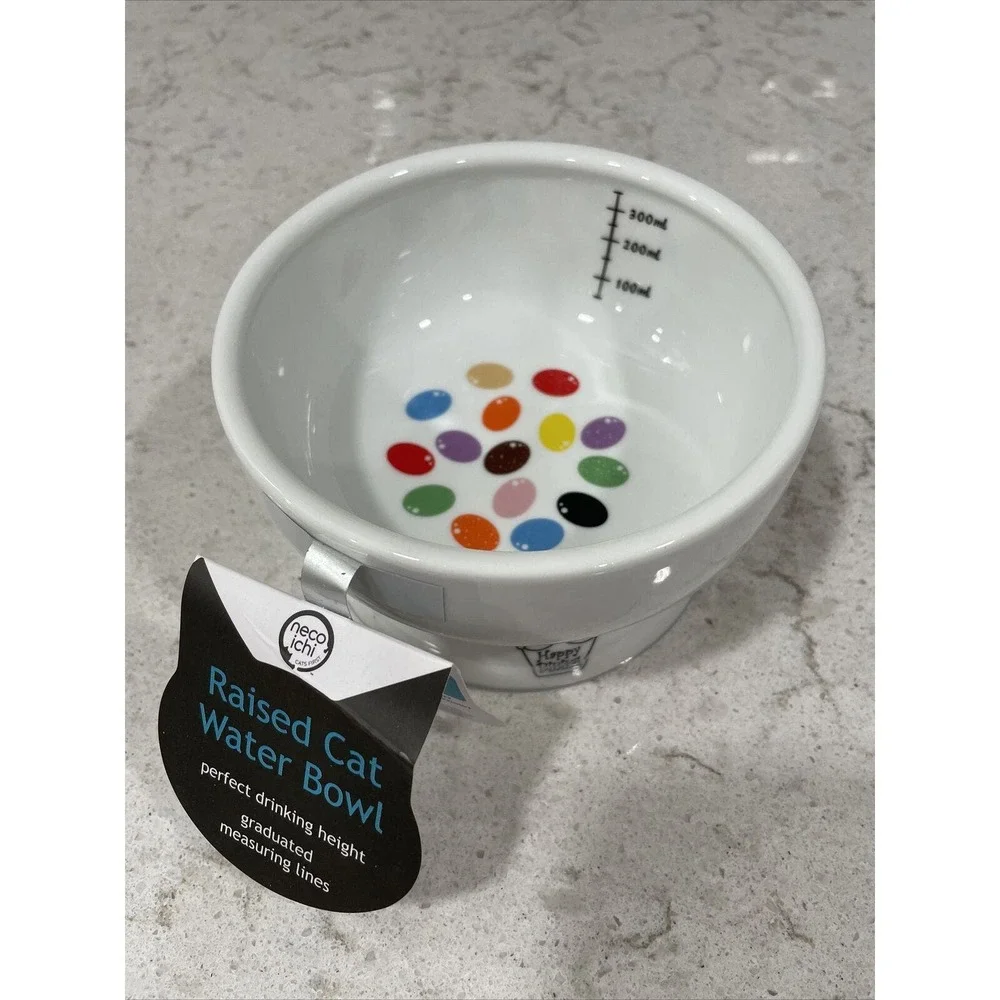 NECO ICHI Necoichi 5x3” Raised Cat Food Water Bowl JELLY BEANS Anti-skid NEW